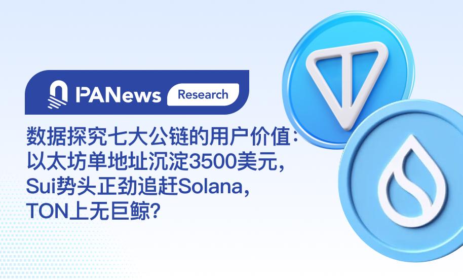 数据探究七大公链的用户价值：以太坊单地址沉淀3500美元，Sui势头正劲追赶Solana，TON上无巨鲸？